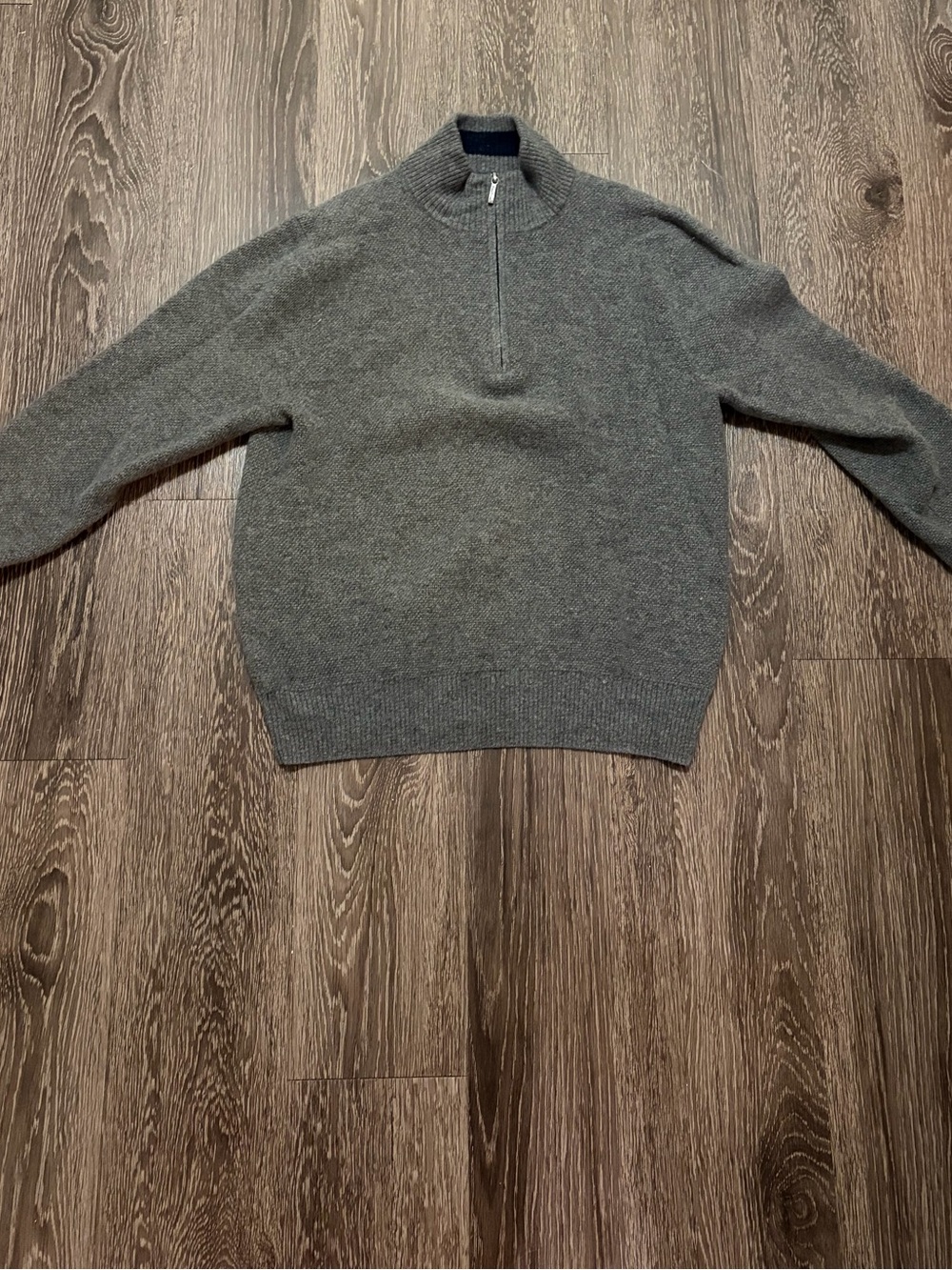 Brooks Brothers 100% Cashmere Gray Half-Zip Sweater